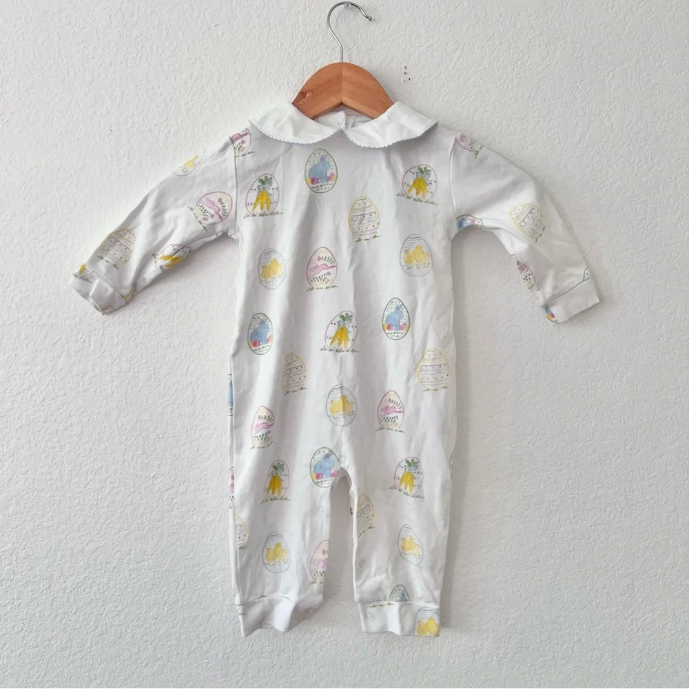 Little English 100% Pima Cotton Easter Eggs Printed Playsuit Sz 18M